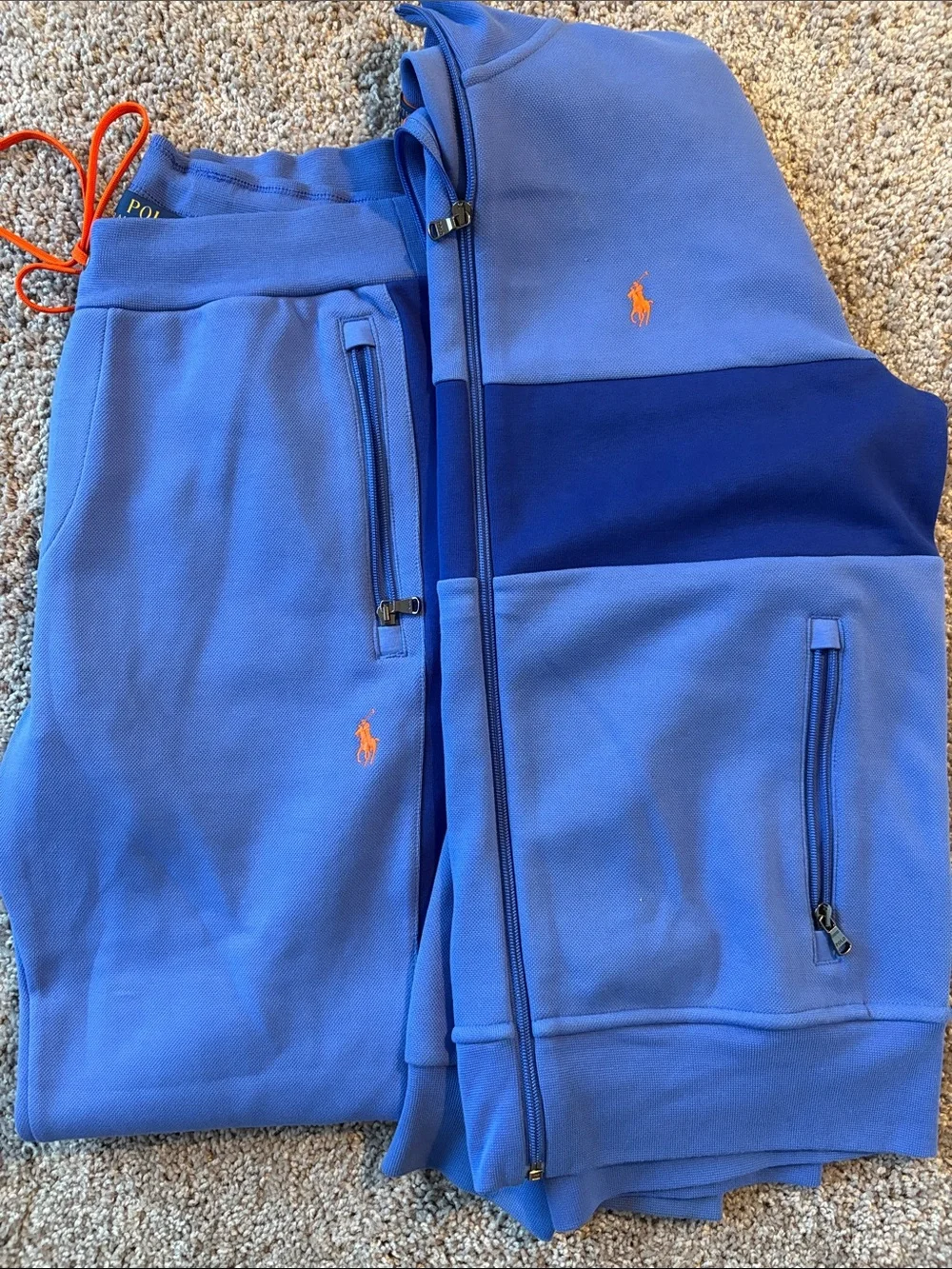 Men’s Polo by Ralph Lauren Blue & Navy Colorblock Sweatpants and Zip Hoodie Set